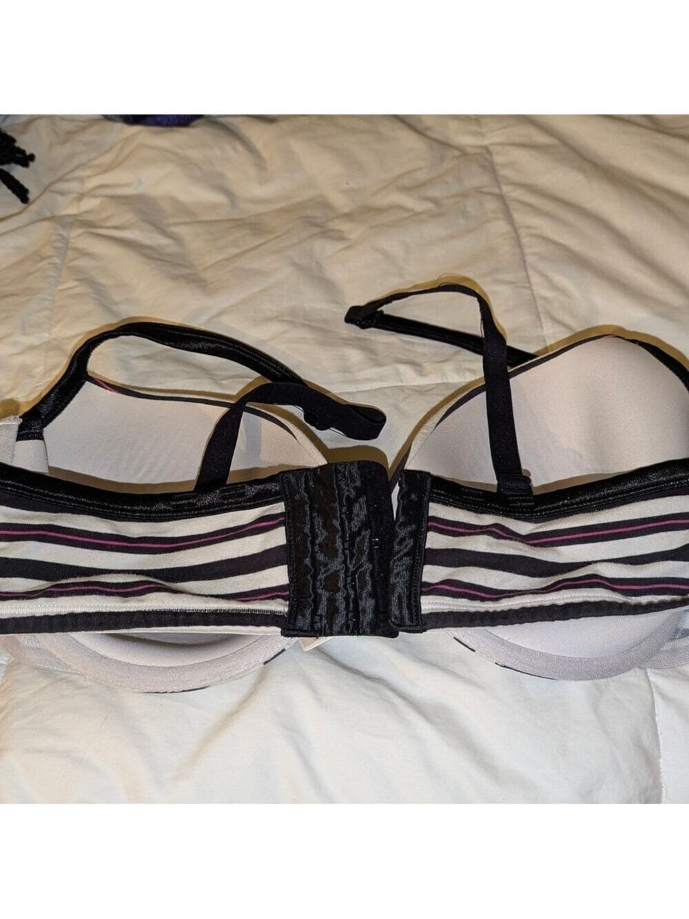 Lane Bryant Cacique White Bra With Black And Pink Stripes Size 42DD - Picture 4 of 6